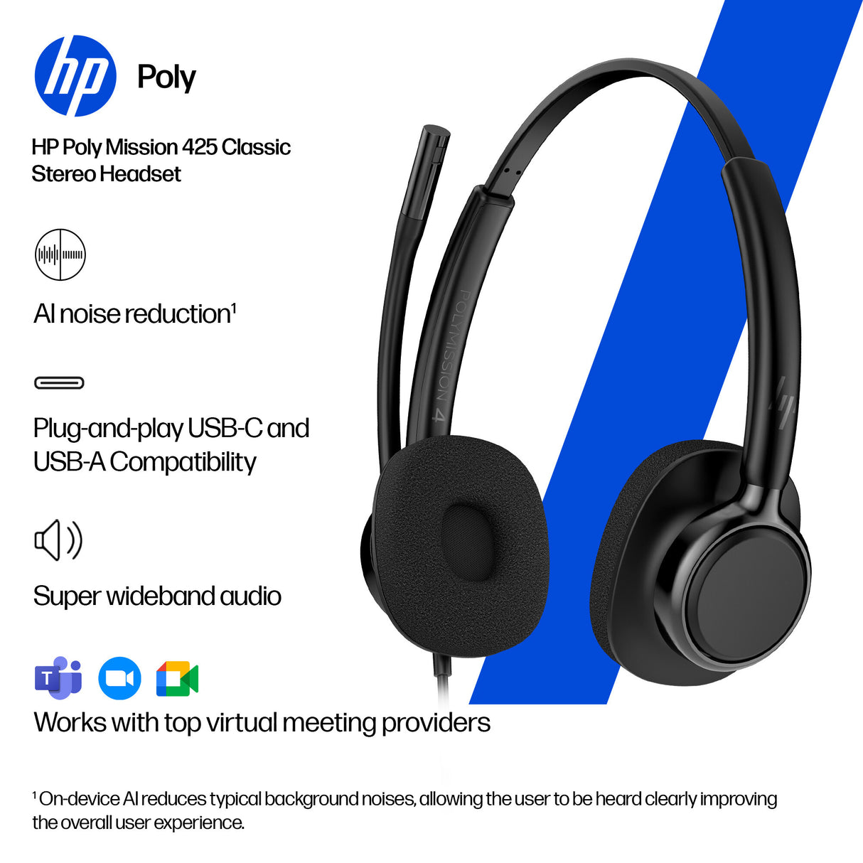 HP Poly Mission 415 Monaural USB Wired Headset (Bulk)