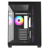 CRONUS Pallas Case, Gaming, Black, Mid Tower, 1 x USB 3.0 / 2 x USB 2.0, Tempered Glass Front & Side Window Panels, RGB LED Fans, ATX, Micro ATX, Mini-ITX, Stealth Motherboard Compatible