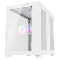 CRONUS Pallas Case, Gaming, White, Mid Tower, 1 x USB 3.0 / 2 x USB 2.0, Tempered Glass Front & Side Window Panels, RGB LED Fans, ATX, Micro ATX, Mini-ITX, Stealth Motherboard Compatible