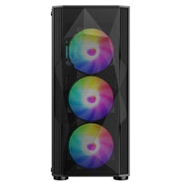 CRONUS Oceanus Case, Gaming, Black, Mid Tower, 1 x USB 3.0 / 2 x USB 2.0, Tempered Glass Front & Side Window Panels, Addressable RGB LED Fans, ATX, Micro ATX, Mini-ITX