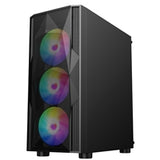 CRONUS Oceanus Case, Gaming, Black, Mid Tower, 1 x USB 3.0 / 2 x USB 2.0, Tempered Glass Front & Side Window Panels, Addressable RGB LED Fans, ATX, Micro ATX, Mini-ITX