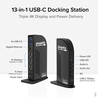 Plugable UD-ULTC4K Triple Monitor 4K 96W USB-C PD DisplayLink Certified Docking Station