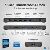 Plugable TBT4-UD5 ThunderBolt 4 Dual Monitor (2x 4K or 1x 8K) 96W USB-C PD Docking Station