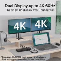 Plugable TBT4-UD5 ThunderBolt 4 Dual Monitor (2x 4K or 1x 8K) 96W USB-C PD Docking Station