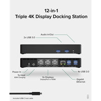 Plugable UD-6950PDZ USB-C Triple Monitor 4K 60W USB-C PD Docking Station