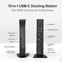 Plugable UD-ULTCDL USB-C Triple Monitor 4K 96W USB-C PD DisplayLink Certified Docking Station