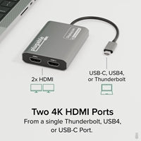 Plugable USBC-6950M Portable USB-C to Dual 4K DisplayLink Certified HDMI Adapter