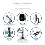 StarTech.com Desk Mount Monitor Arm for Single VESA Display up to 32" or 49" Ultrawide 8kg/17.6lb - Full Motion Articulating & Height Adjustable - C-Clamp, Grommet - Single Monitor Arm