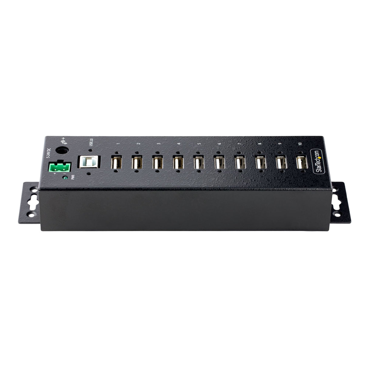 StarTech.com 10-Port Industrial USB 2.0 Hub, Rugged USB Hub w/ESD Level 4 Protection, DIN/Wall/Desk-Mountable USB-A HUB, USB Port Expander w/Lockable Ports, Multiport USB Hub