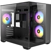 Antec CX600M Trio ARGB Mini Tower Gaming Case, Black, Tempered Glass Panels, Dual Chamber Design, Vertical Cooling, Pre-Installed ARGB Fans, Water Cooling Support,