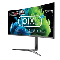 piXL CM34C7 34 Inch 165Hz UWQHD Quad HD Ultrawide Curved Gaming Monitor, with 1.5ms Response Time, 3440 x 1440 Resolution, HDMI, DisplayPort, USB-C, USB-B, USB-A x 2, Audio & Height Adjust