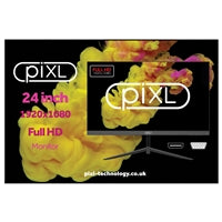 piXL PX24IVHFPD 24 Inch Frameless Monitor, Widescreen IPS LED Panel, 5ms Response Time, 100Hz Refresh Rate, Full HD 1920 x 1080, VGA, HDMI, 16.7 Million Colour Support, Black Finish, 3 Year Warranty