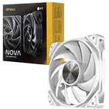 Antec NOVA 120 PWM Fan, White, High-Performance Cooling with Fluid Dynamic Bearing, Precise Three-Phase Speed Control, Industrial-Grade Metal Construction, and Dustproof Design
