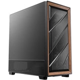 Antec Flux SE Full Tower PC Case with Solid Side Panel, Black/Wood, 5x Pre-Installed Fans, USB Type-C, E-ATX/ATX/mATX/mITX Compatibility