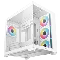 DeepCool CG530 4F Mid-Tower Case with Tempered Glass Panels, 4 Pre-Installed ARGB Fans, and Optimal Airflow Support, White