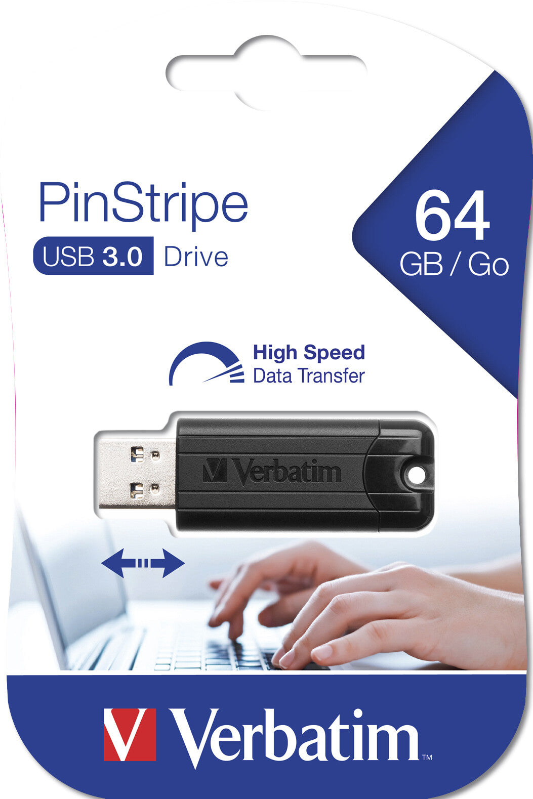 Verbatim PinStripe 3.0 - USB 3.0 Drive 64 GB  - Black