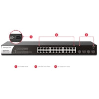 DrayTek VSP1281X-K VigorSwitch P1281x 24 Port Gigabit POE Smart Managed Switch with 4x 10GbE SFP Ports