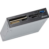 Akasa USB 3.0 Multi Card Reader, Supports CF/MS/SD/MicroSD UHS-II Cards, 3.5", Internal USB 3.0 Connector, Black, for PC