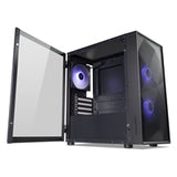 TecWare Forge M2 mATX PC Case, Compact High Airflow Mesh Front Panel, 3 x ARGB Fans Included, Hinged Tempered Glass Door, Supports 240mm Radiator, mATX/ITX, Black