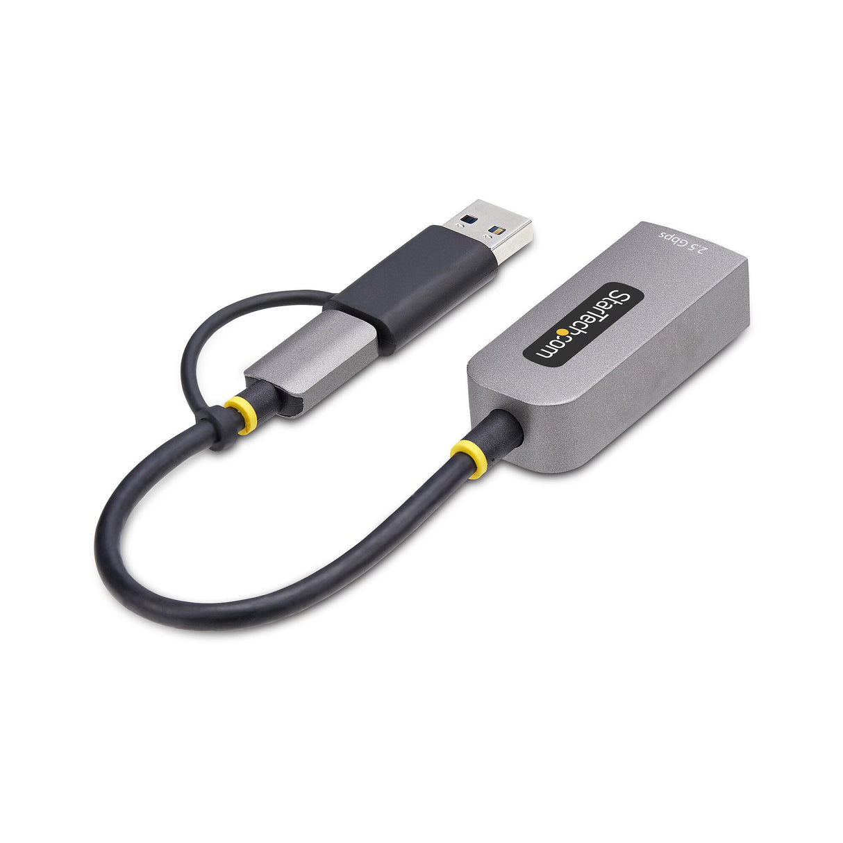 StarTech.com 2.5GbE USB-C to Ethernet Adapter with USB-A Converter, NBASE-T NIC, USB 3.0 Type-C 2.5/1G Multi Speed Network, Thunderbolt Compatible, Windows & Mac