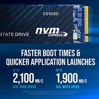 PNY (M280CS1030-500-RB) CS1030 M.2 NVMe 500GB SSD, PCIe Gen3 x4, Sequential Read of up to 2,000 MB/s and Write of up to 1,100 MB/s