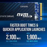 PNY (M280CS1030-500-RB) CS1030 M.2 NVMe 500GB SSD, PCIe Gen3 x4, Sequential Read of up to 2,000 MB/s and Write of up to 1,100 MB/s