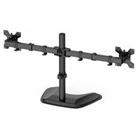 GameMax Dual Monitor Arm Stand LCD Desk Mount Freestanding For Two 13 Inch To 27 Inch Monitors, VESA Dimensions Of 75x75 mm or 100x100 mm, 180 Degrees Swivel, Black