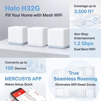 Mercusys Halo H32G AC1200 Whole Home Mesh Wi-Fi System (3 Pack)