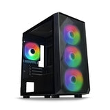 Tecware Forge M Omni Micro-ATX Case - Key-Lockable Tempered Glass, High-Airflow Mesh Front, 4 x 120mm Fans Pre-Installed, mATX/ITX Support, Black