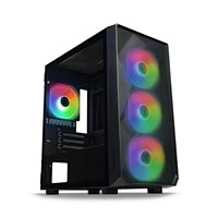Tecware Forge M Omni Micro-ATX Case - Key-Lockable Tempered Glass, High-Airflow Mesh Front, 4 x 120mm Fans Pre-Installed, mATX/ITX Support, Black