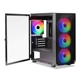 Tecware Forge M Omni Micro-ATX Case - Key-Lockable Tempered Glass, High-Airflow Mesh Front, 4 x 120mm Fans Pre-Installed, mATX/ITX Support, Black