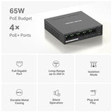 Mercusys (MS105GP) Switch de bureau Gigabit à 5 ports avec PoE+ à 4 ports, boîtier en acier
