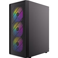 Antec AX26 RGB Elite Mid-Tower Gaming PC Case - Pre-Installed 4 x 120mm Fixed-RGB Fans, Tempered Glass Side Panel, High-Airflow Mesh Front - ATX/Micro-ATX/ITX