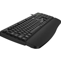 Genius KB-123 Wired AI Copilot Business Keyboard with Palm Rest, USB Plug and Play, Multimedia Function Keys, Full Size UK Layout Design for Home or Office, Black