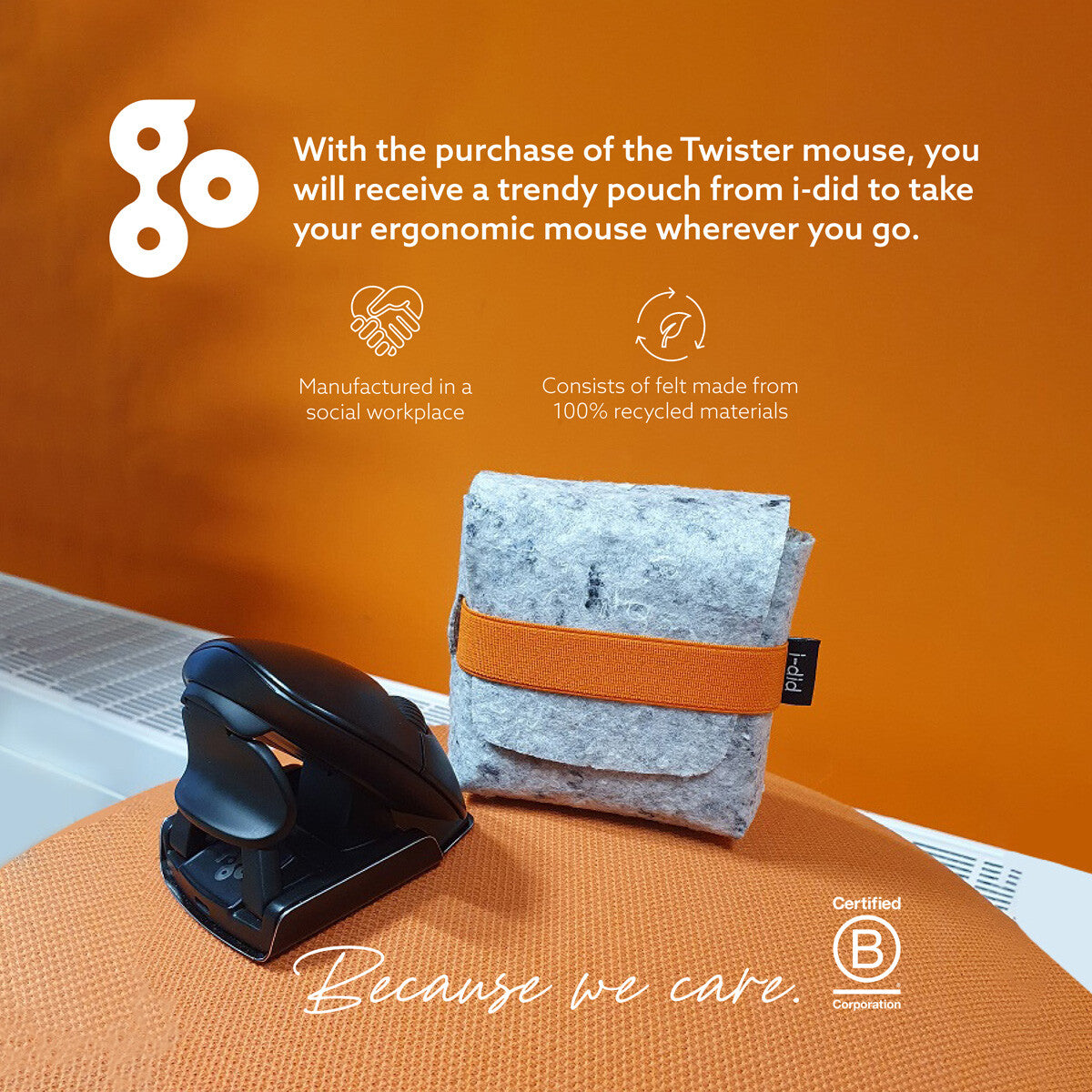 R-Go Tools Ergonomic mouse R-Go Twister, with break software, ambidextrous mouse for both hands, foldable, bluetooth and wired