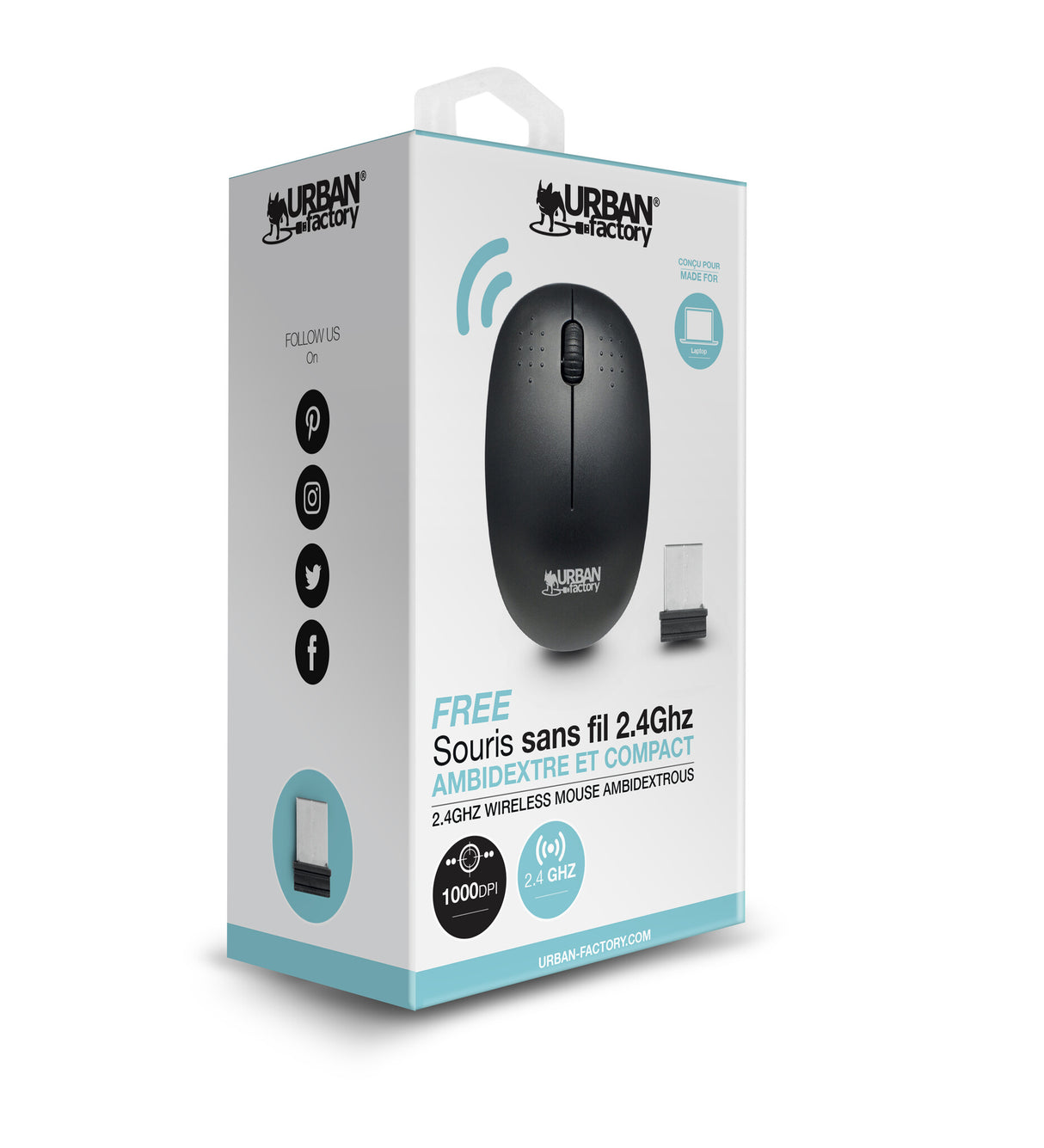 Urban Factory Free mouse Office Ambidextrous RF Wireless Optical 1000 DPI