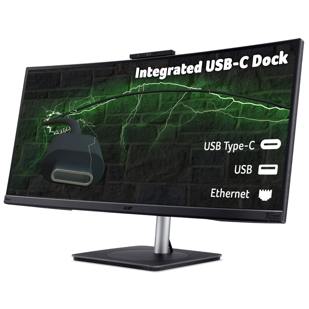 Acer CB3 Vero CB343CURD docking monitor - 34", UWQHD, 21:9 ultrawide, 3800R curve, 60Hz, AdaptiveSync, webcam, height adjustable
