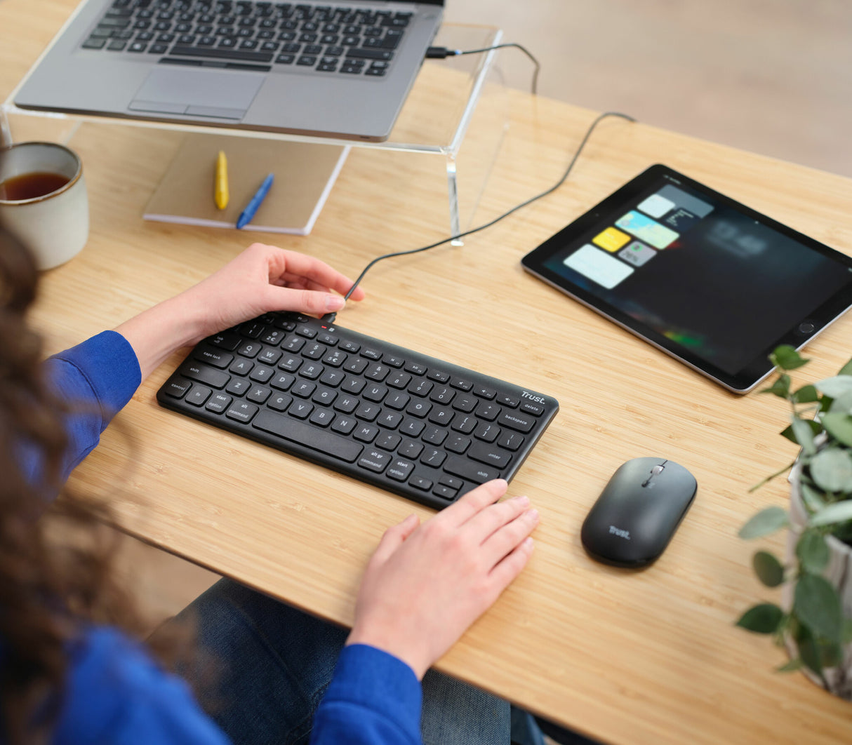 Trust Lyra keyboard Office USB + RF Wireless + Bluetooth QWERTY UK English Black