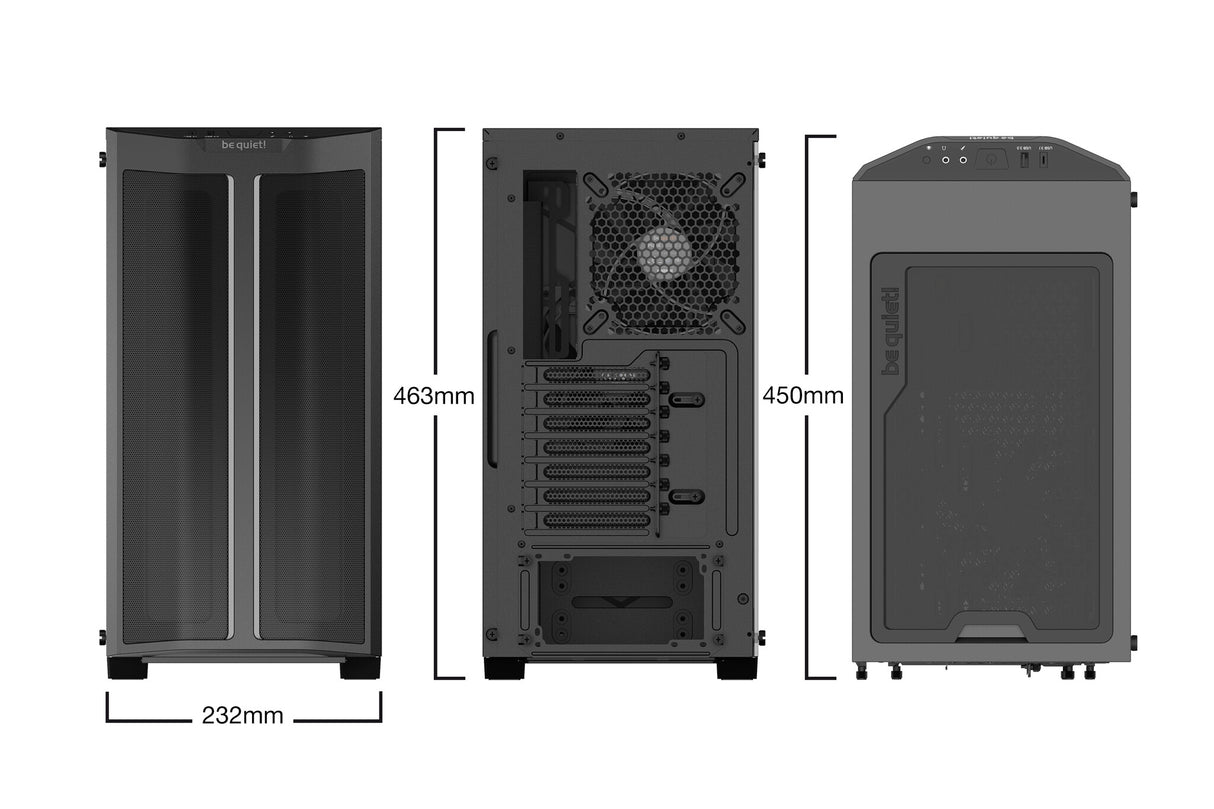 ¡Tranquilizarse! Caja para juegos Pure Base 500DX con ventana de vidrio, ATX, 3 ventiladores Pure Wings 2, iluminación frontal ARGB, USB-C, negro