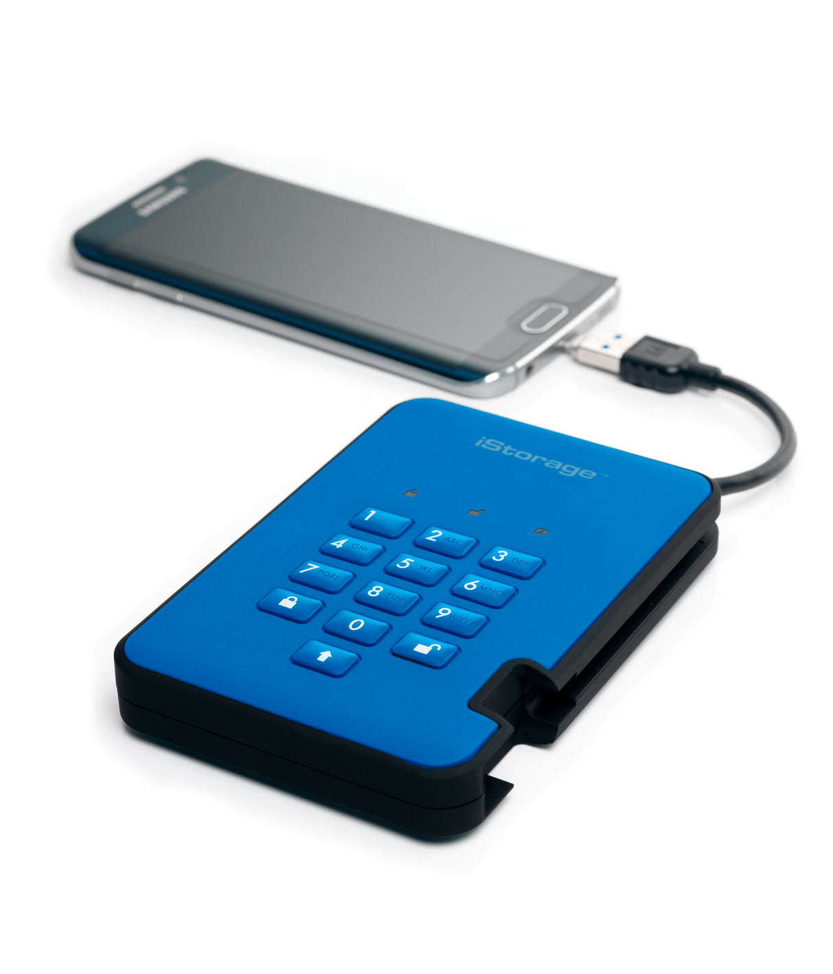 iStorage diskAshur2 256-bit 1TB USB 3.2 secure encrypted hard drive - Blue IS-DA2-256-1000-BE