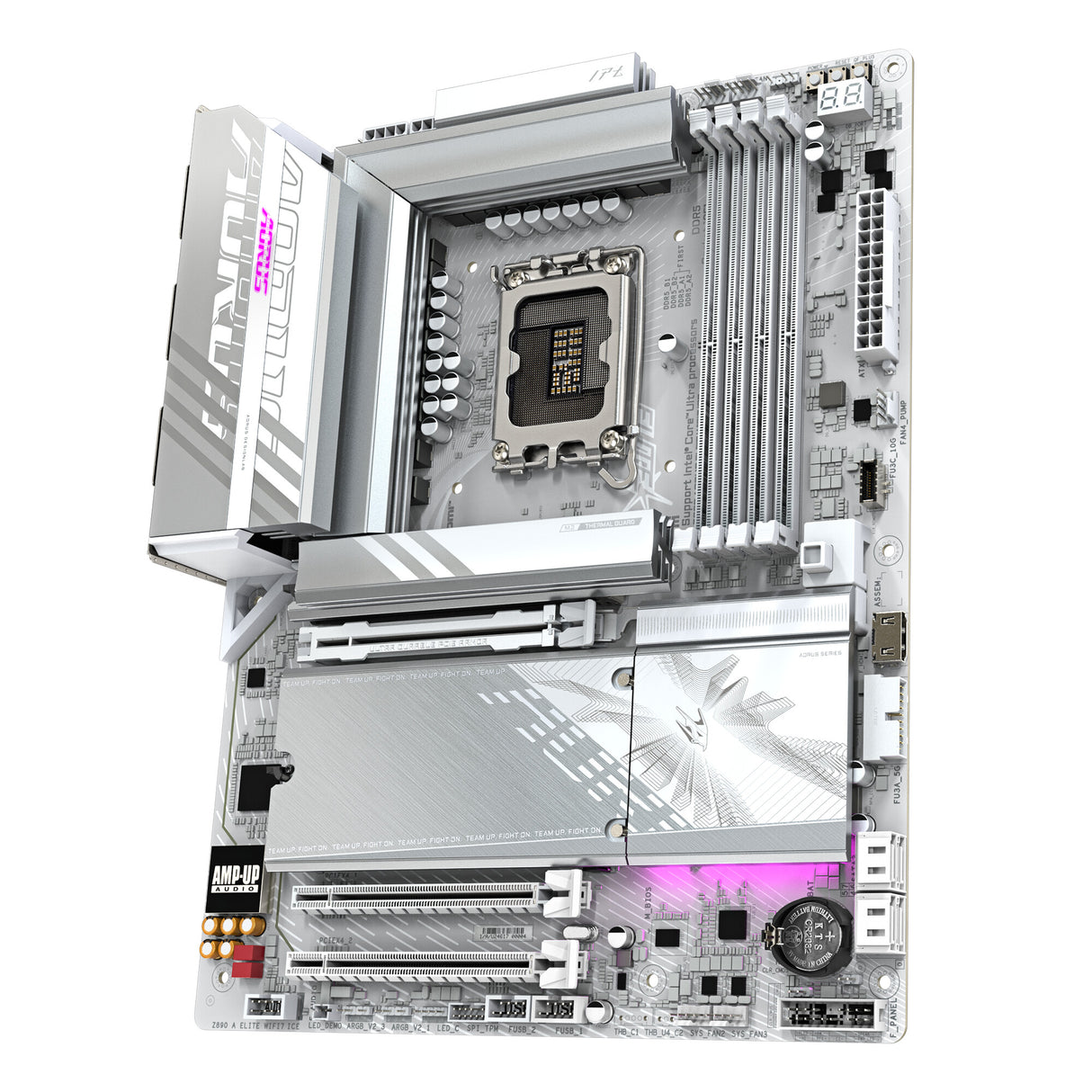 GIGABYTE Z890 AORUS ELITE WIFI7 ICE Motherboard - Supports Intel Core Ultra (Series 2) CPUs, 16+1+2 phases VRM, up to 8800MHz DDR5 (OC), 1xPCIe 5.0 + 3xPCIe 4.0, Wi-Fi 7, 2.5GbE LAN, Thunderbolt 4