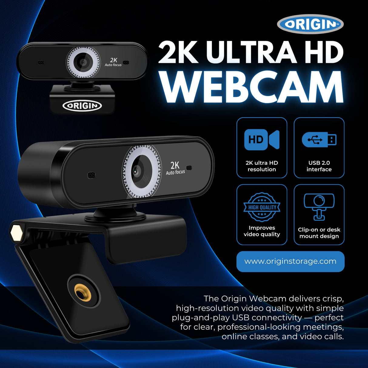 Origin Storage USB Webcam 2K Full HD