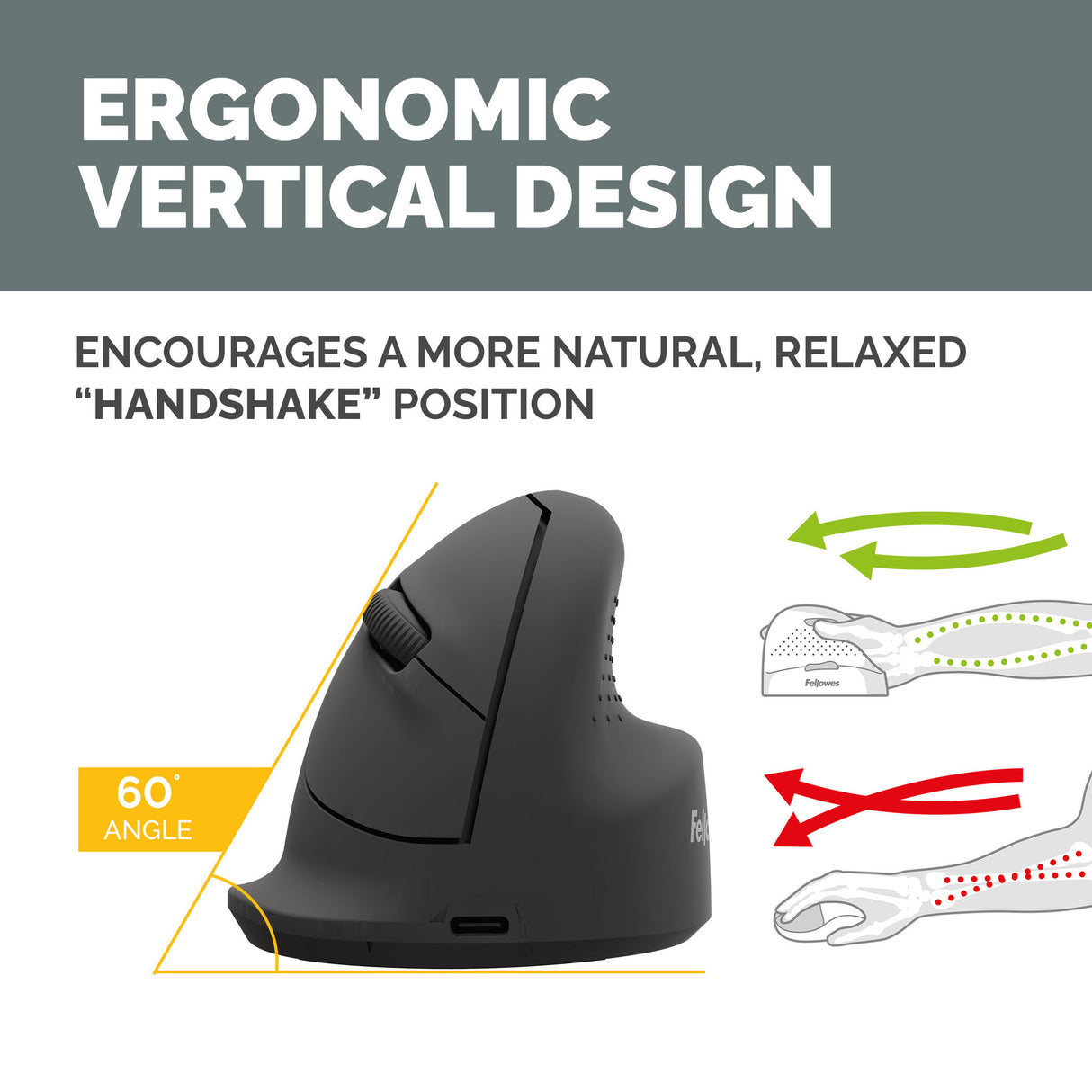 Fellowes Vertical Wireless Mouse Breyta Ergonomic Right Handed Vertical Mouse Medium