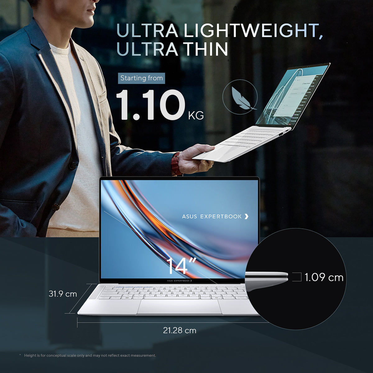 ASUS ExpertBook Ultra B9406CA-U731X Copilot+ PC Intel Core Ultra 7 356H Laptop 35.6 cm (14") Touchscreen WQXGA+ 32 GB LPDDR5x-SDRAM 1 TB SSD Wi-Fi 7 (802.11be) Windows 11 Pro Grey