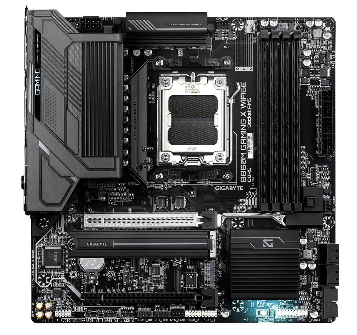 GIGABYTE B850M GAMING X WIFI6E Motherboard - AMD Ryzen 9000 Series CPUs, 10+2+2 Phases Digital VRM, up to 8200MHz DDR5 (OC), 1xPCIe 5.0 + 1xPCIe 4.0 M.2, 2.5LAN, WIFI 6E, USB 3.2 Gen 2