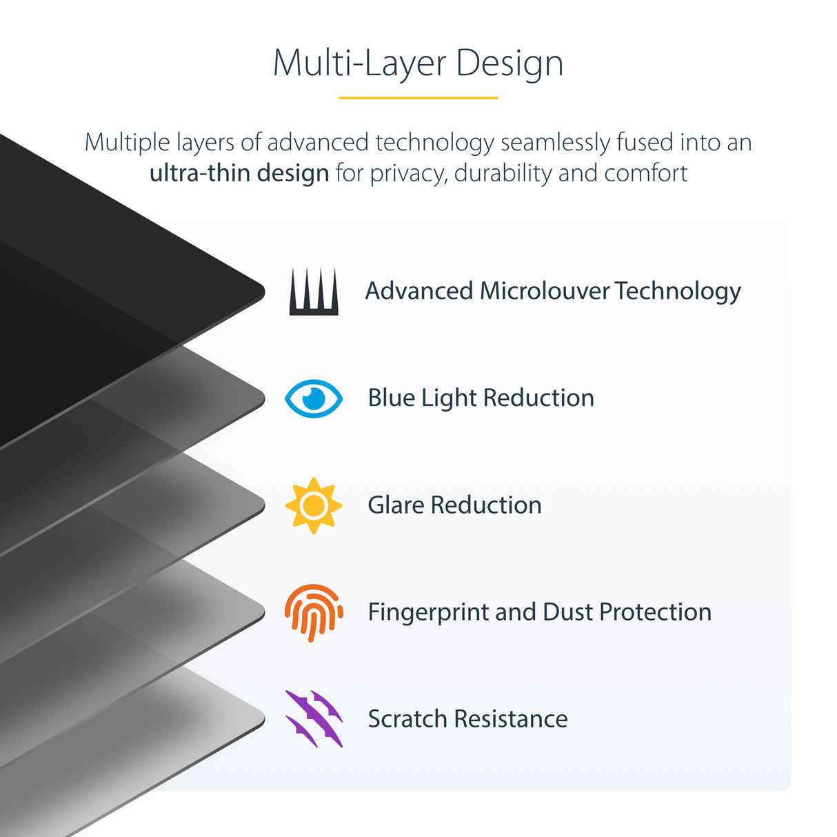 StarTech.com 4-Way Privacy Screen For 13-inch Surface Pro 8/9/X Laptop, Portrait/Landscape Modes, Touch-Enabled, +/- 30 Deg. View, Blocks up to 51% Blue Light, Anti-Glare
