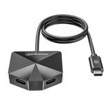 Manhattan USB-C & USB-A Combo Dock/Hub, Ports (4): USB-A (x2) and USB-C (x2), 5 Gbps (USB 3.2 Gen1 aka USB 3.0), Angled Shape for Easy Port Access, External Power Supply Not Needed, Universal for all devices, SuperSpeed USB, Black, Three Year Warranty