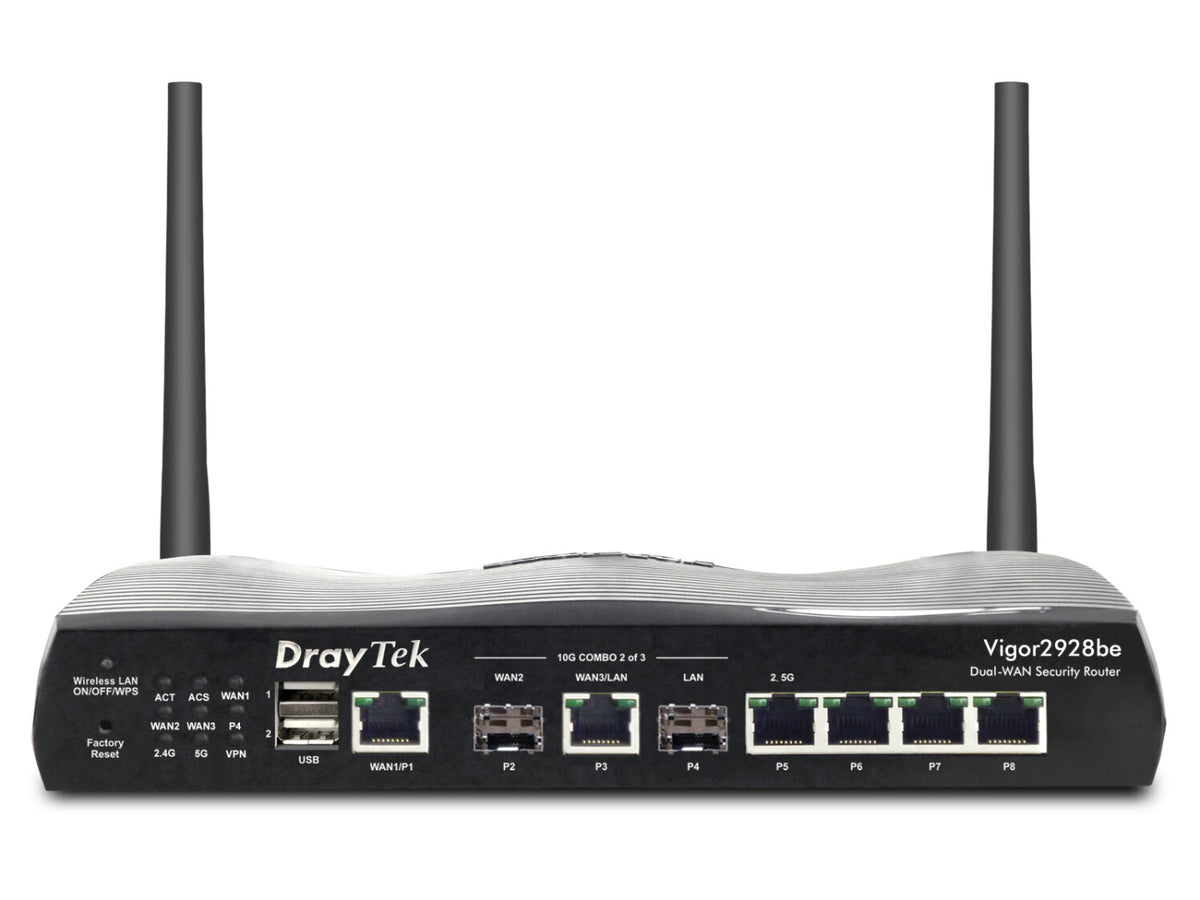 DrayTek Vigor 2928 Multi-Gigabit Multi-WAN FTTP Firewall VPN Router with BE7200 Wireless