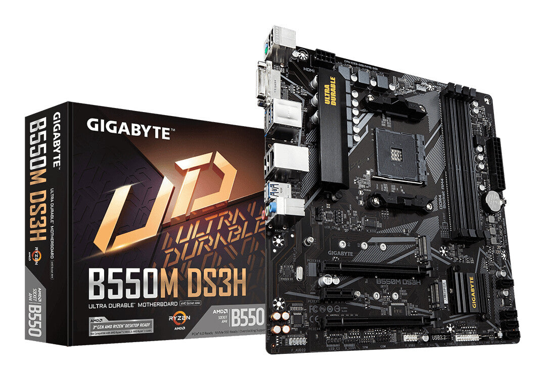 Carte mère Gigabyte B550M DS3H AMD Socket AM4 Micro ATX DVI/HDMI USB 3.2 M.2
