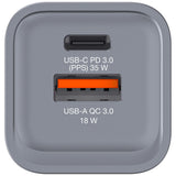 Verbatim GNC-35 GaN Charger 35W with 1 x USB-C PD 35W / 1 x USB-A QC 3.0 (EU/UK/US)
